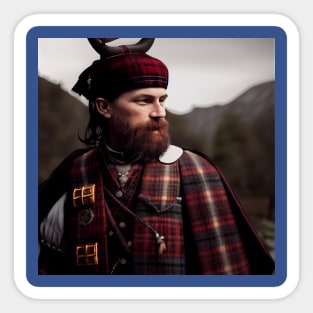 Scottish Highlander in Clan Tartan Sticker